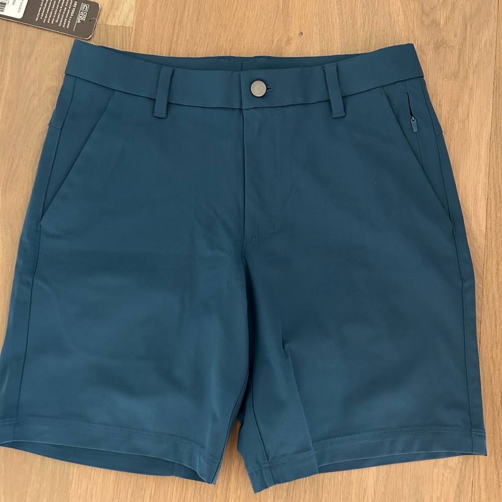 CRZ YOGA Teal Flat Front Men's Shorts